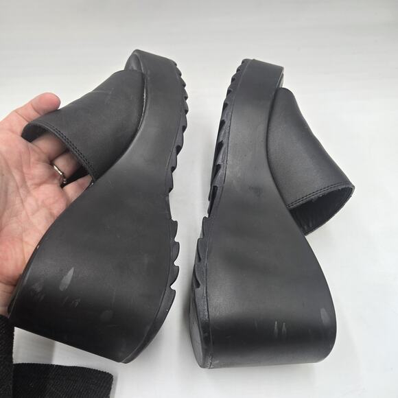 Steve Madden Y2k 90s Pepe Platform Wedges Slides Sandals Mules Black Size 10 - Picture 6 of 7